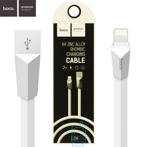 USB кабель Hoco X4 ″Zinc Alloy Rhombic″ Apple Lightning 1.2m белый