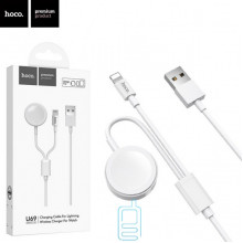 USB Кабель Hoco U69 2in1 Lightning + зарядное устройство для Apple Watch 1.2М белый