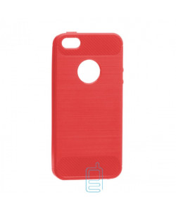 Чехол силиконовый Polished Carbon Apple iPhone 5, 5S красный