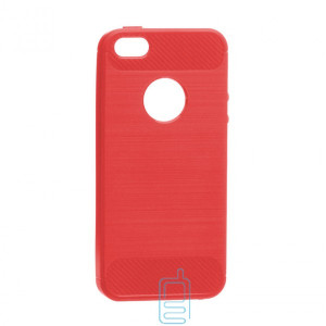 Чохол силіконовий Polished Carbon Apple iPhone 5, 5S червоний