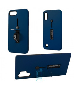 Чехол противоударный Metal Kickstand Soft Touch с держателем Samsung A7 2018 A750 тёмно-синий