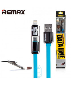 USB кабель Remax Transformer Apple Lightning-micro 1m голубой