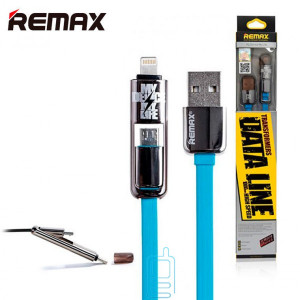 USB кабель Remax Transformer Apple Lightning-micro 1m голубой