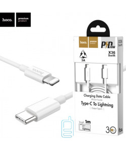 USB кабель Hoco X36 "Swift PD" Type-C to Apple Lightning 1m білий