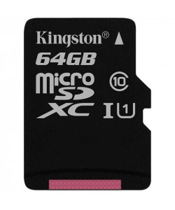 Карта памяти 64 Gb MicroSD Kingston Class 10 + Адаптер